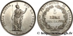LOMBARDIE - GOUVERNEMENT PROVISOIRE 5 Lire 1848 Milan SUP 