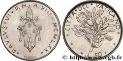 VATIKANSTAAT UND KIRCHENSTAAT 50 Lire armes au nom de Paul VI an VIII / rameau d’olivier 1970 Rome