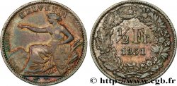 SWITZERLAND 1/2 Franc Helvetia 1851 Paris