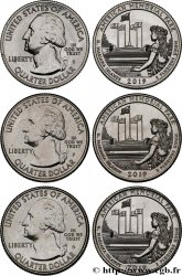 ESTADOS UNIDOS DE AMÉRICA Lot de trois monnaies 1/4 Dollar American Memorial Park Quarter - Îles Mariannes du Nord 2019 Philadelphie-Denver-San Francisco