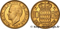 MONACO 10 Francs Rainier III / écu couronné 1951 Paris