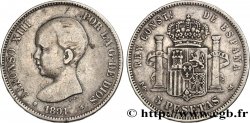 SPANIEN 5 Pesetas Alphonse XIII 1er type 1891 Madrid
