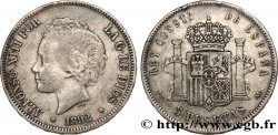 ESPAGNE 5 Pesetas Alphonse XIII 2e type 1892 Madrid