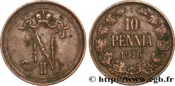 FINLANDIA 10 Pennia monogramme Tsar Nicolas II 1916 