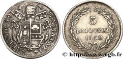 ITALY - PAPAL STATES - GREGORY XVI (Bartolomeo Alberto Cappellari) 5 Baiocchi an XI 1842 Bologne