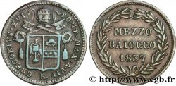 ITALY - PAPAL STATES - GREGORY XVI (Bartolomeo Alberto Cappellari) 1/2 (Mezzo) Baiocco an VII 1837 Bologne