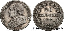 VATICAN ET ÉTATS PONTIFICAUX 20 Baiocchi Pie IX an XIX 1865 Rome