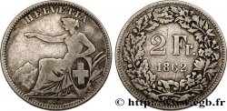 SUIZA 2 Francs Helvetia 1862 Berne