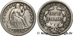 ÉTATS-UNIS D&nbsp;AMÉRIQUE 1 Dime (10 Cents) Liberté assise variété avec date encadrée par des flèches 1854 Philadelphie