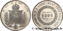 BRAZIL 1000 Reis Empereur Pierre II 1863  AU 