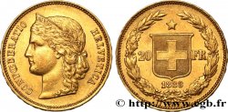 SWITZERLAND 20 Francs Helvetia 1889 Berne