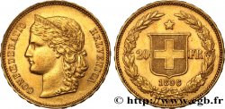 SUISSE 20 Francs Helvetia 1896 Berne