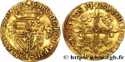 PAYS-BAS ESPAGNOLS - DUCHÉ DE BRABANT - CHARLES V DIT CHARLES QUINT Couronne d’or au soleil 1554 Anvers