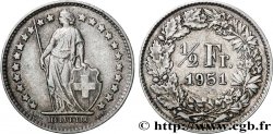SWITZERLAND 1/2 Franc Helvetia 1951 Berne - B