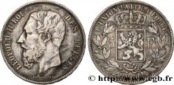 BELGIQUE 5 Francs Léopold II 1868 
