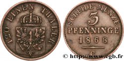 ALLEMAGNE - PRUSSE 3 Pfenninge 1868 Francfort TTB 