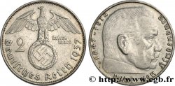 ALLEMAGNE 2 Reichsmark Maréchal Paul von Hindenburg 1937 Hambourg 