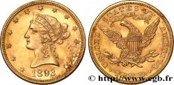 INVESTMENT GOLD 10 Dollars or  Liberty  1893 Philadelphie