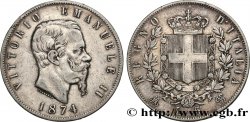 ITALIE 5 Lire Victor Emmanuel II 1874 Milan