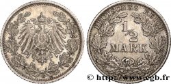 ALLEMAGNE 1/2 Mark Empire aigle impérial 1909 Karlsruhe - G