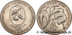 GRENADA 4 Dollars inauguration de la Banque de Développement des Caraïbes / canne à sucre et régime de bananes 1970 