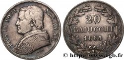 VATICAN ET ÉTATS PONTIFICAUX 20 Baiocchi Pie IX an XX 1865 Rome