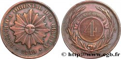 URUGUAY 4 Centesimos 1869 Heaton XF 