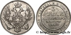 RUSSIA 3 Roubles en platine Nicolas Ier 1842 Saint-Pétersbourg