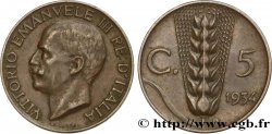 ITALIA 5 Centesimi Victor Emmanuel III 1934 Rome - R