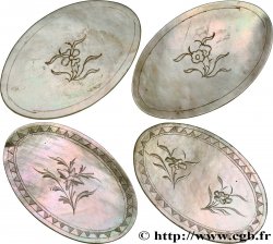 CHINE Jetons de jeux en nacre ovales, fleur centrale XIXe  SPL 