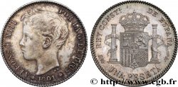 SPAIN 1 Peseta Alphonse XIII, 3e type de buste 1901 Madrid