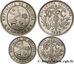 BOLIVIA Lot de 50 et 10 Centavos 1939  MS 