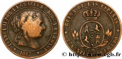 SPANIEN 2 1/2 Centimos de Escudo Isabelle II / écu couronné 1867 Oeschger Mesdach & CO