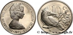BRITISH VIRGIN ISLANDS 10 Cents Proof Elisabeth II / Martin-pêcheur(oiseau) 1975 Franklin Mint