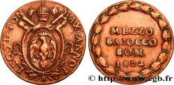 VATICAN AND PAPAL STATES 1/2 Baiocco 1824 Bologne
