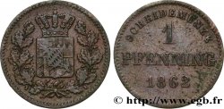 GERMANY - BAVARIA 1 Pfennig Royaume de Bavière 1862  XF 