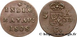 INDIAS NEERLANDESAS 5 1/32 Gulden (1/2 Duit) écu couronné des Pays-Bas 1808 Enkhuizen