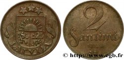 LETTONIA 2 Santimi emblème variété sans nom d’atelier 1922 Huguenin, Le Locle, Suisse