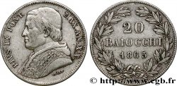 VATICAN ET ÉTATS PONTIFICAUX 20 Baiocchi Pie IX an XX 1865 Rome