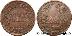 PERú 1/4 Peso monnayage provisoire républicain 1823 Lima BC+ 