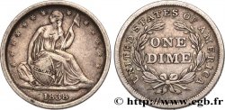 ÉTATS-UNIS D&nbsp;AMÉRIQUE 1 Dime (10 Cents) Liberté assise 1838 Philadelphie TTB 