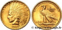 ÉTATS-UNIS D AMÉRIQUE 10 Dollars  Indian Head , 1e type 1907 Philadelphie