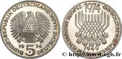 ALLEMAGNE 5 Mark Proof 25e anniversaire de la République Fédérale 1974 Stuttgart