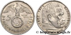 ALLEMAGNE 5 Reichsmark aigle / Maréchal Paul von Hindenburg 1939 Berlin
