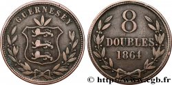 GUERNSEY 8 Doubles armes du baillage de Guernesey 1864 Heaton