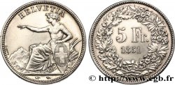 SWITZERLAND - CONFEDERATION 5 Francs Helvetia assise 1851 Paris