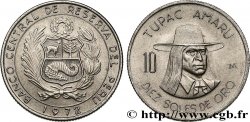 PERú 10 Soles de Oro Tupac Amaru 1972 Lima EBC 