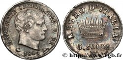 ITALIE - ROYAUME D ITALIE - NAPOLÉON Ier 5 Soldi 1809 Milan TTB+ 