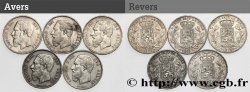 ARGENT D INVESTISSEMENT Lot de 5 monnaies de 5 Francs Léopold II 1867-1876 
