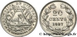 NICARAGUA 20 Cents 1887 Heaton SUP 